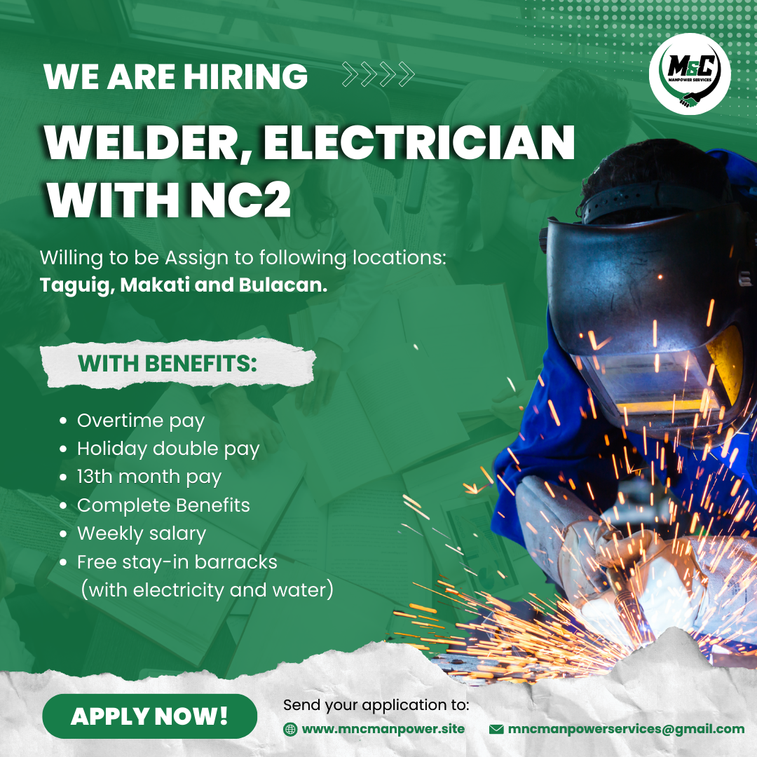 Urgent Hiring: Welder and Electrician with NC2