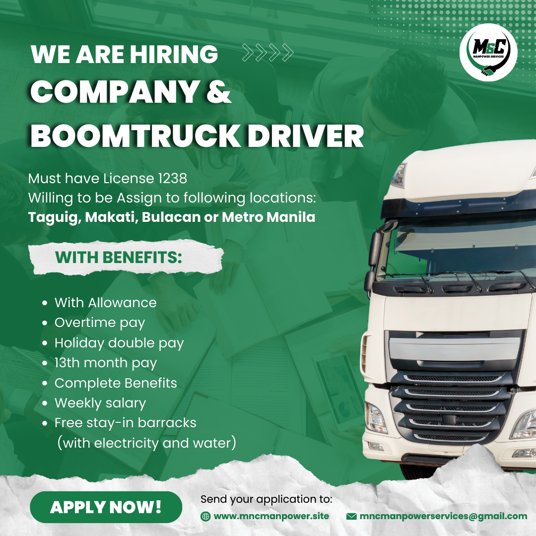 Urgent Hiring: Company and Boomtruck Driver